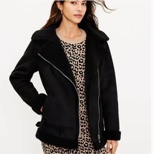 LOFT Faux Suede Aviator Jacket